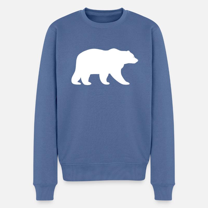 weißer Bär - Männer Premium Bio Pullover - Taubenblau