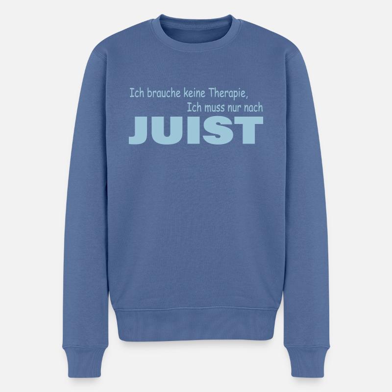 Therapie JUIST - Männer Premium Bio Pullover - Taubenblau