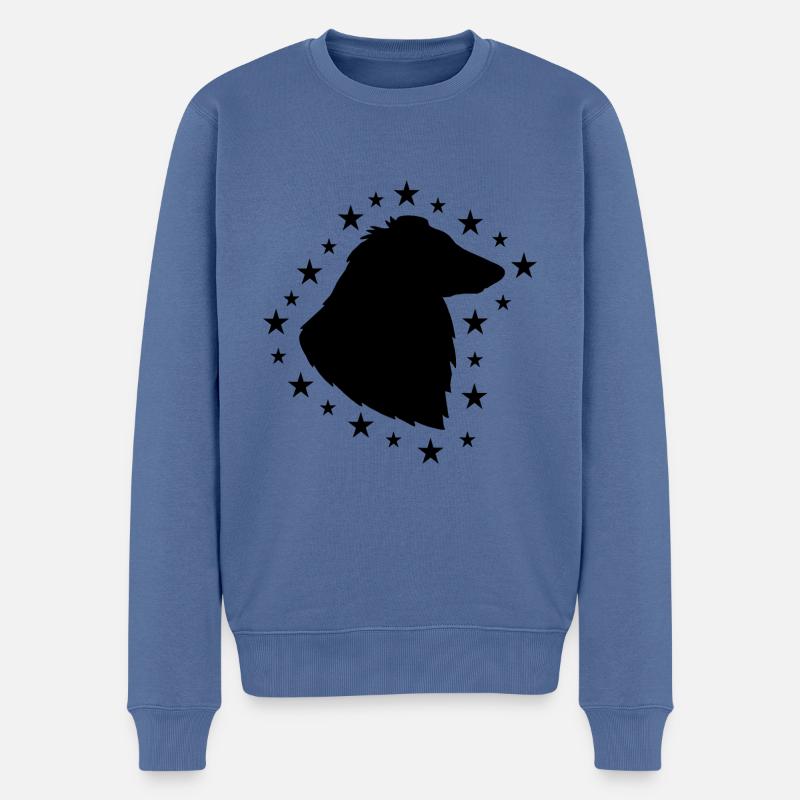 Collie - Männer Premium Bio Pullover - Taubenblau