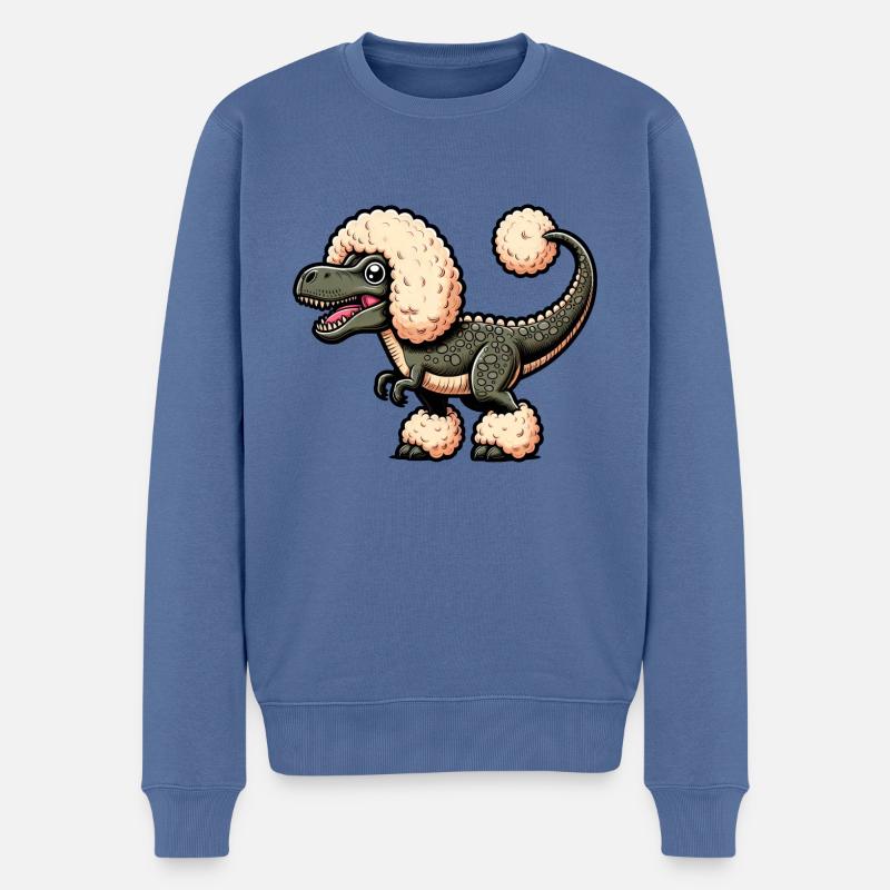 Caniche T-Rex Fusion Cartoon - Pull Premium bio Homme - bleu pigeon