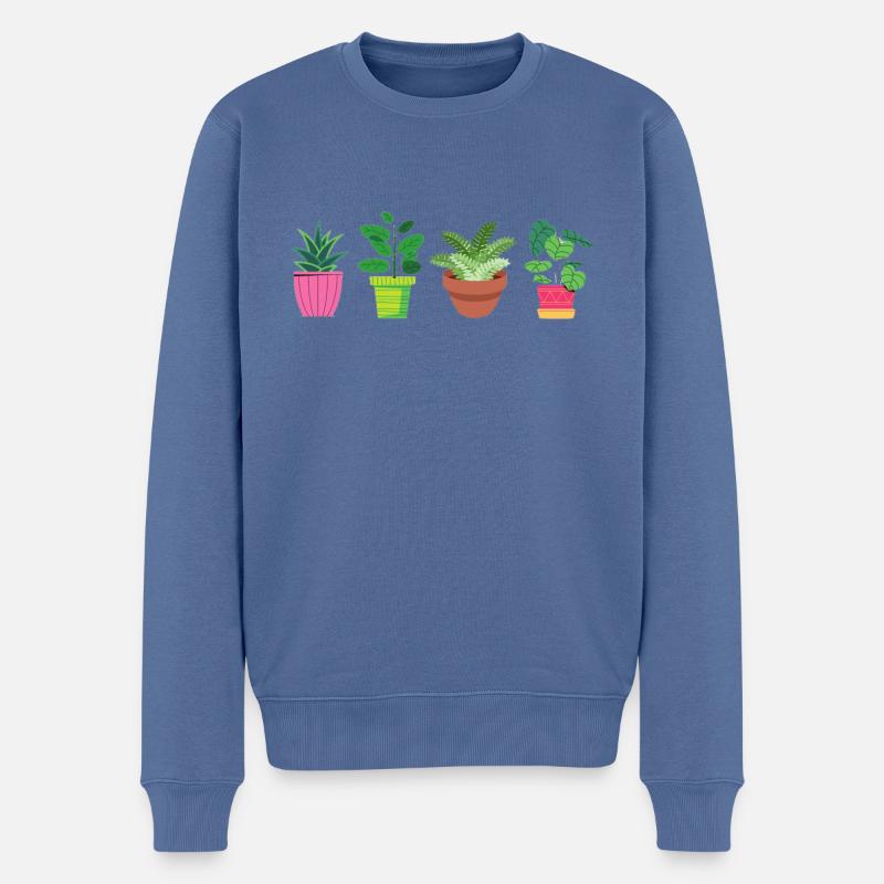 Blumen - Männer Premium Bio Pullover - Taubenblau