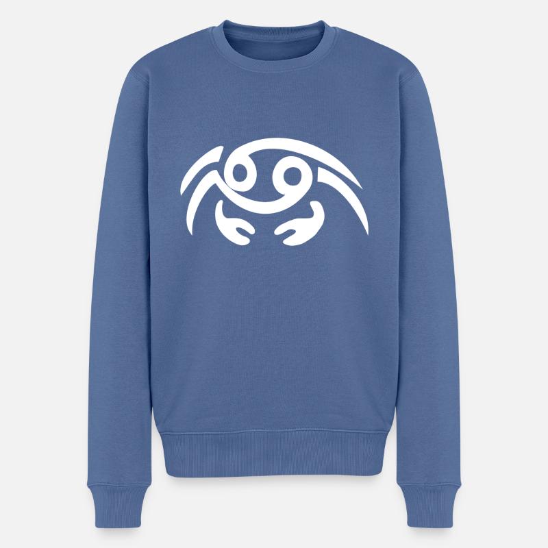 Krebs Strand 69 - Männer Premium Bio Pullover - Taubenblau