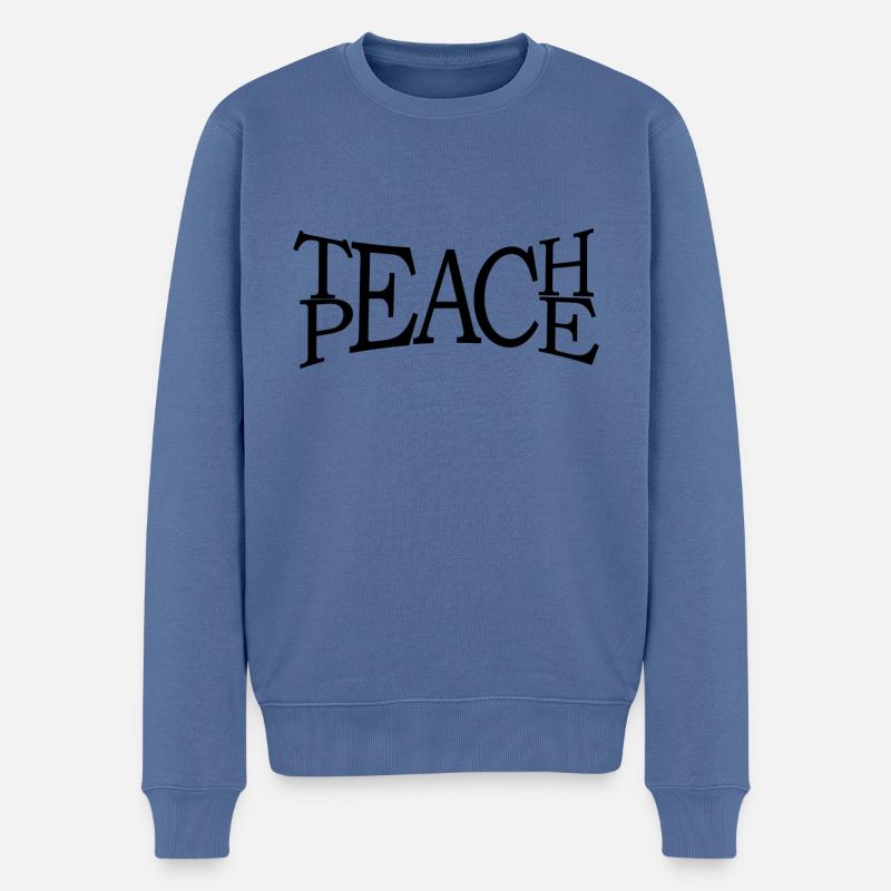 Teach Peace - Männer Premium Bio Pullover - Taubenblau
