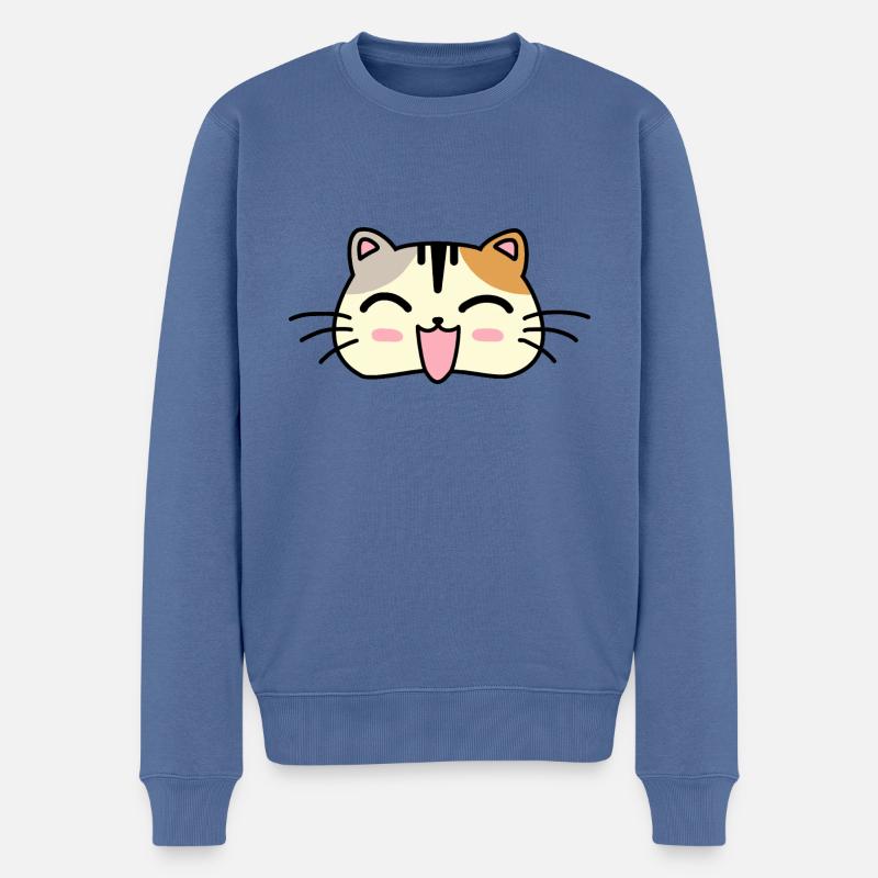 Chat visage rire - Pull Premium bio Homme - bleu pigeon