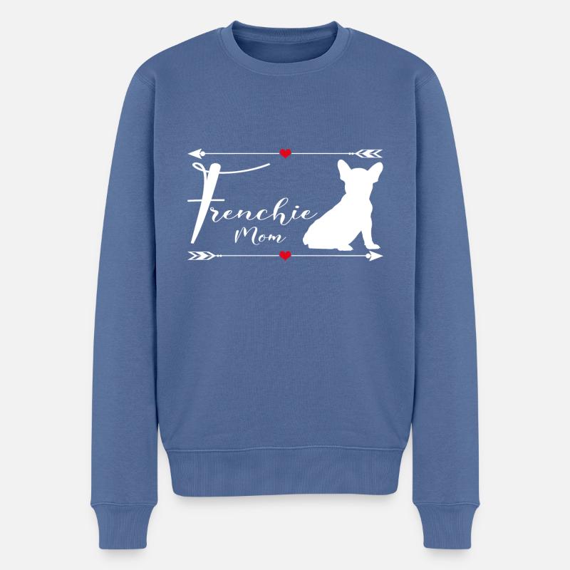 Französische Bulldogge - Männer Premium Bio Pullover - Taubenblau