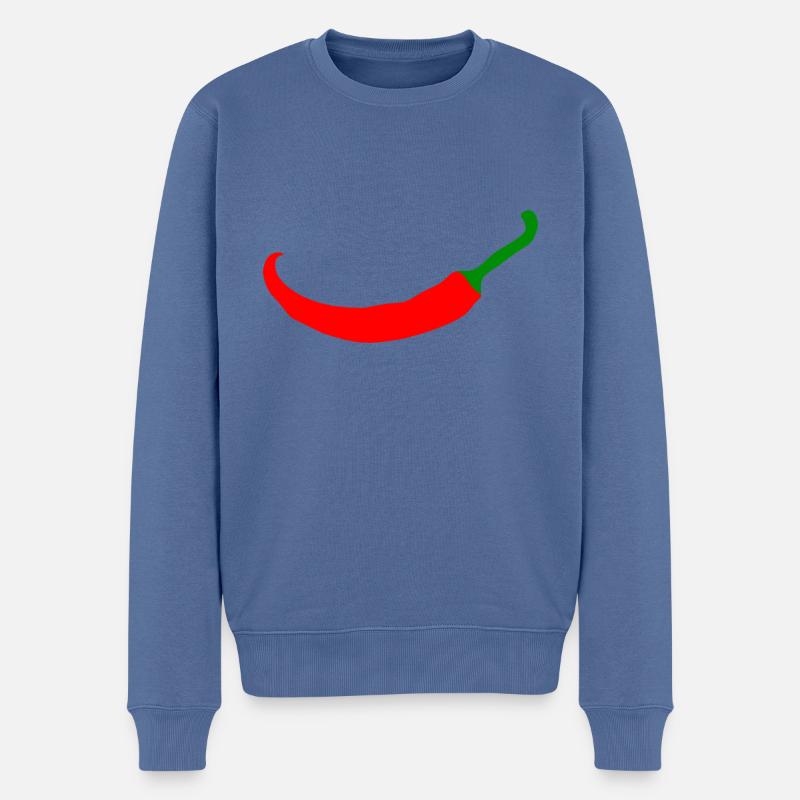 Pepperoni Chilli Paprika - Männer Premium Bio Pullover - Taubenblau