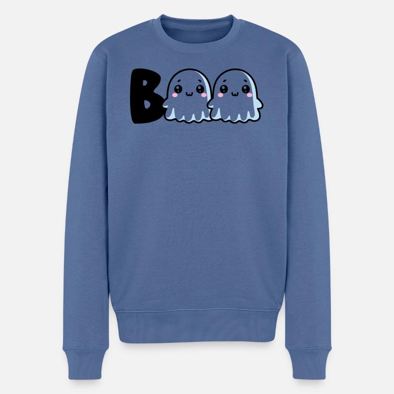 Halloween Geist - Männer Premium Bio Pullover - Taubenblau