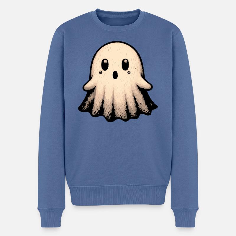 Halloween Geist - Männer Premium Bio Pullover - Taubenblau