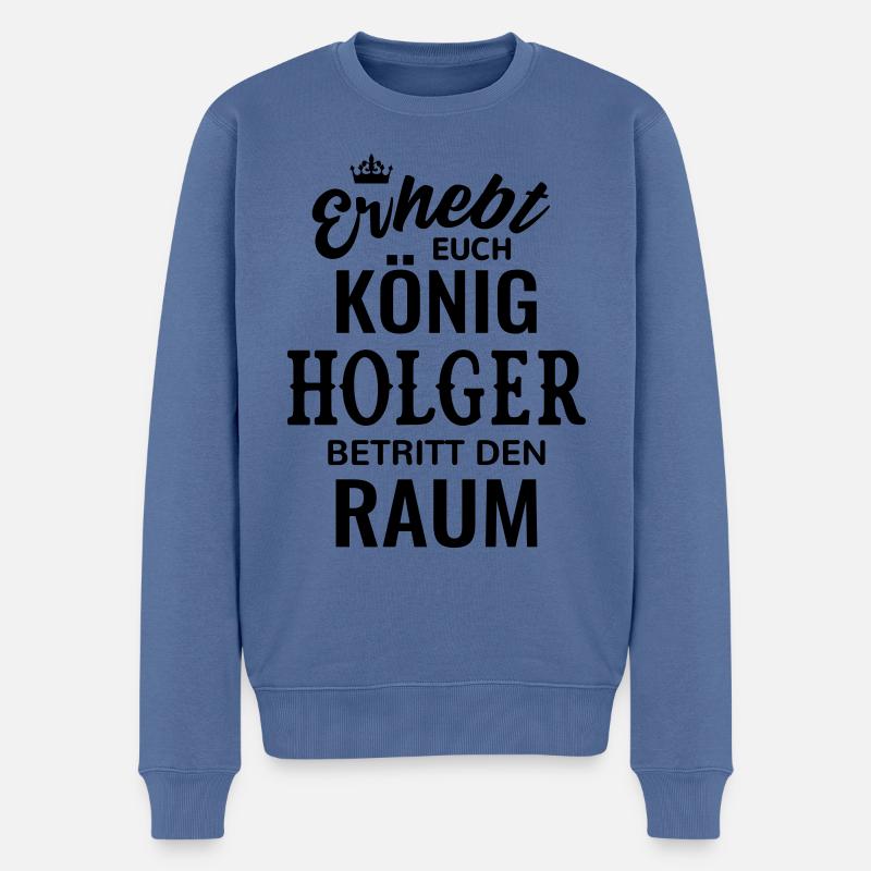 Name Holger König Geschenkidee Geburtstag lustig - Männer Premium Bio Pullover - Taubenblau