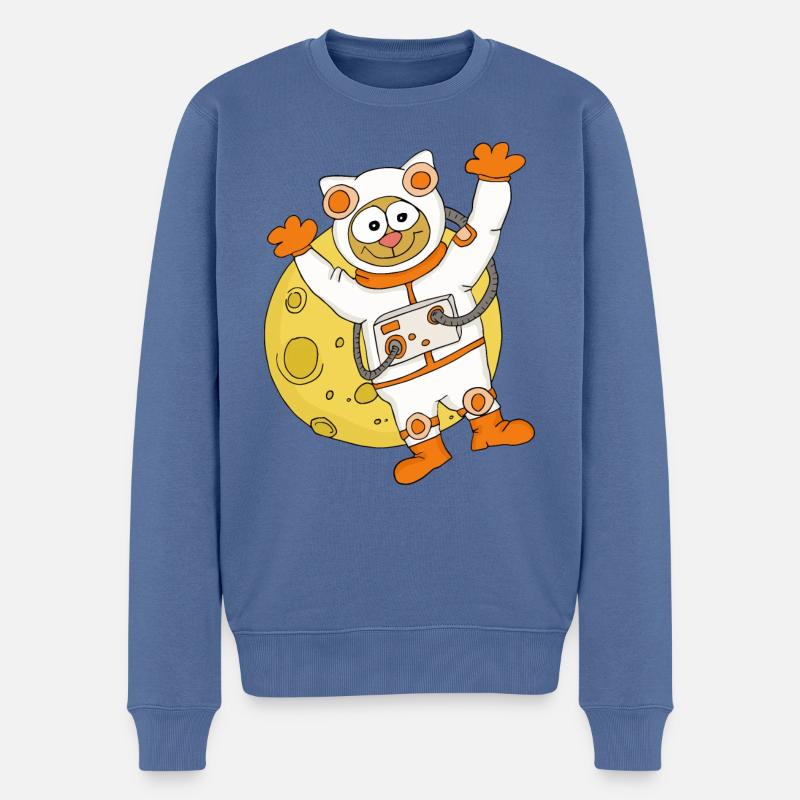 Chat astronaute - Pull Premium bio Homme - bleu pigeon