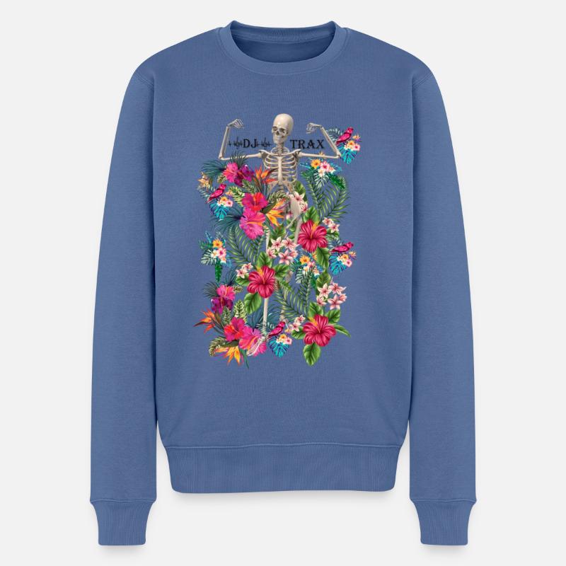 Flower Skelett - Männer Premium Bio Pullover - Taubenblau