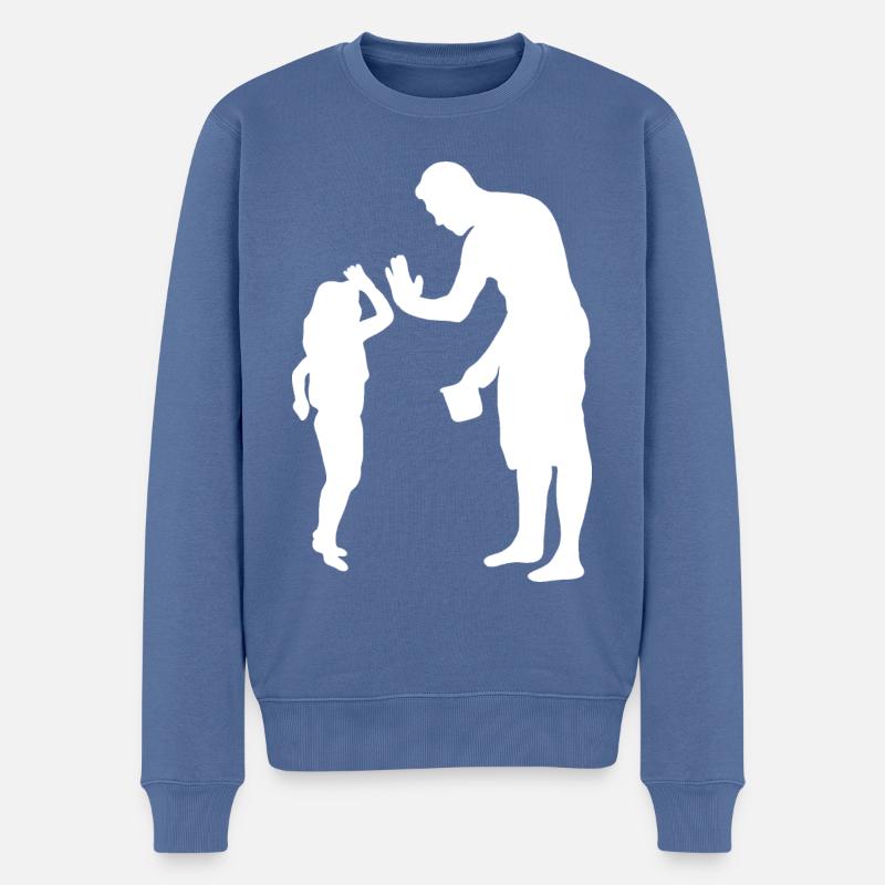 Familie Papa Tochter - Männer Premium Bio Pullover - Taubenblau