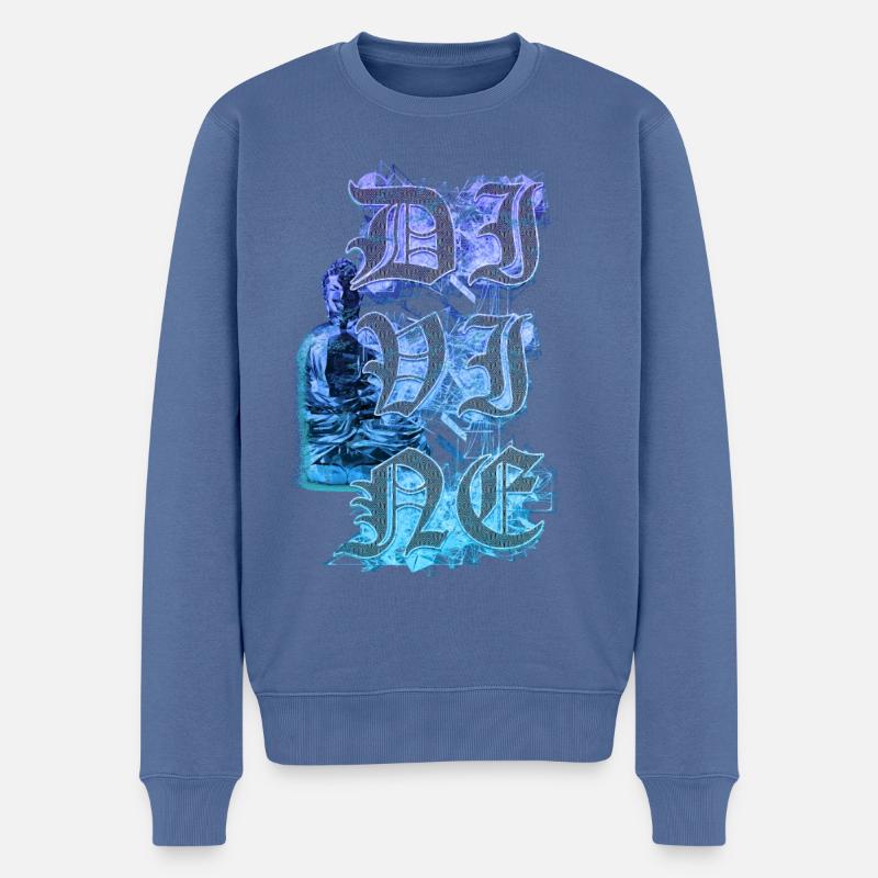 Bouddha divin Géométrie sacrée Abstrait - Pull Premium bio Homme - bleu pigeon