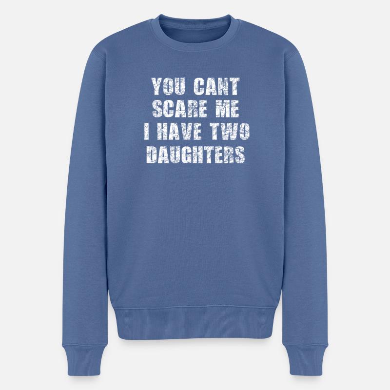 Papa Spruch Zwei Töchter Lustig Vater Tochter - Männer Premium Bio Pullover - Taubenblau