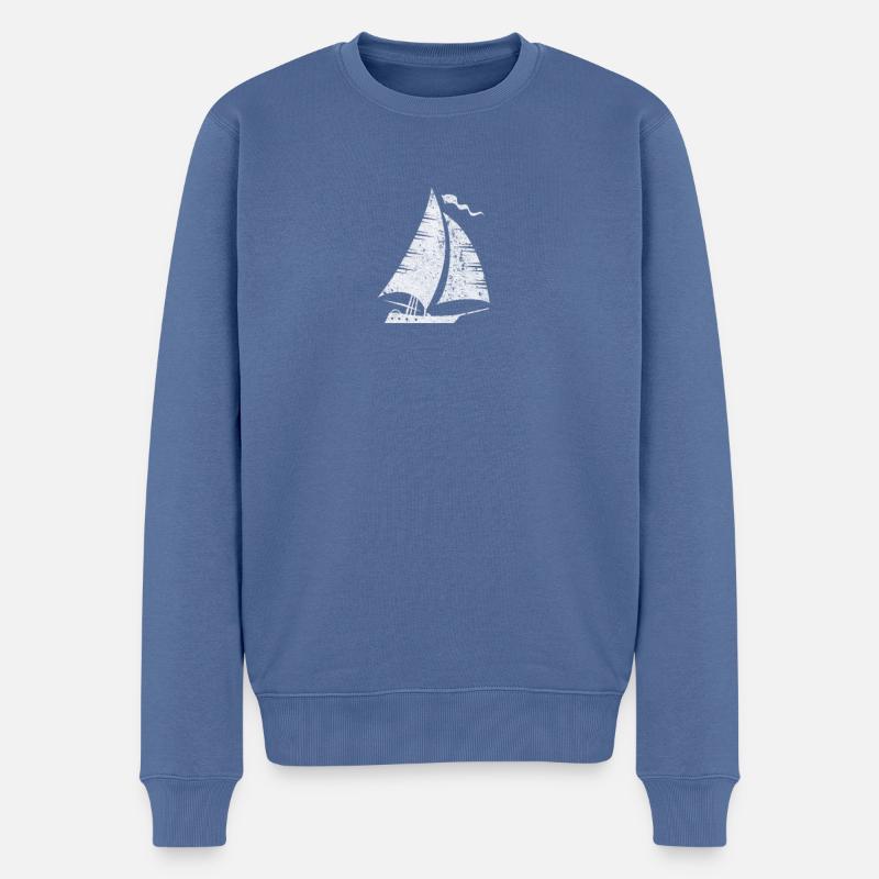 Segelboot segeln Segelyacht Meer - Männer Premium Bio Pullover - Taubenblau