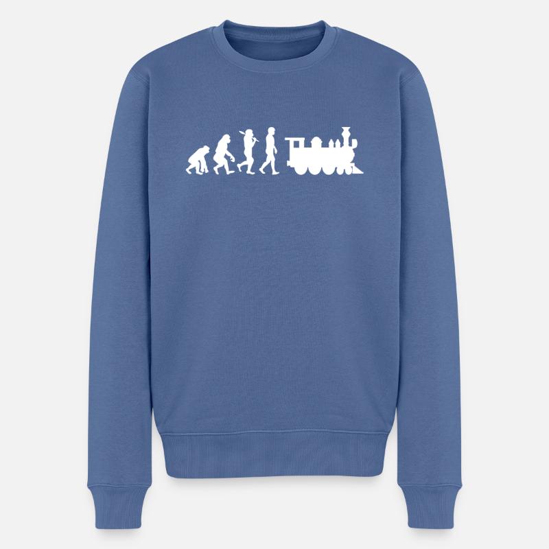 Locomotive ferroviaire Evolution - Pull Premium bio Homme - bleu pigeon