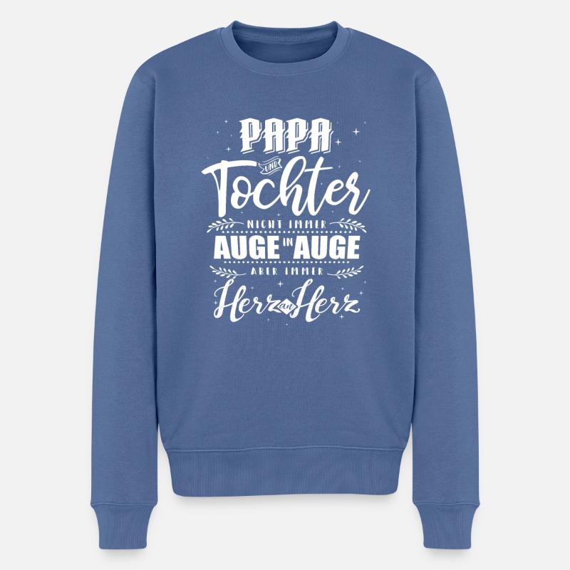 Vater und Tochter Herz an Herz - Männer Premium Bio Pullover - Taubenblau