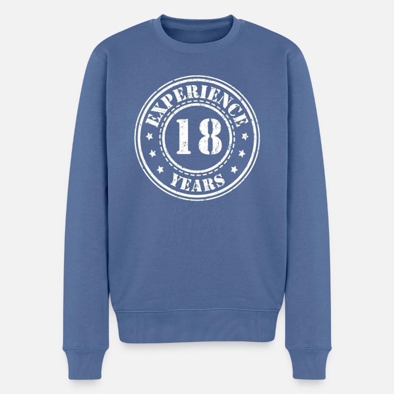 18 ans d'expérience - Pull Premium bio Homme - bleu pigeon