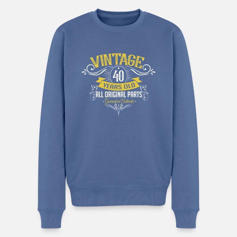 40 Geburtstag Vintage 40 Jahre alt - Männer Premium Bio Pullover - Taubenblau