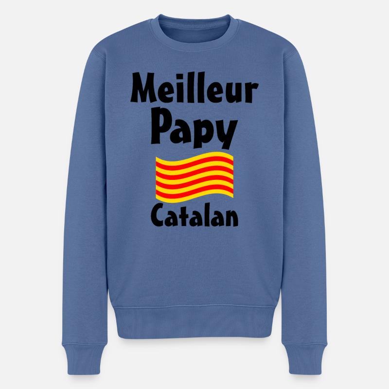 Meilleur Papy Catalan noir - Pull Premium bio Homme - bleu pigeon