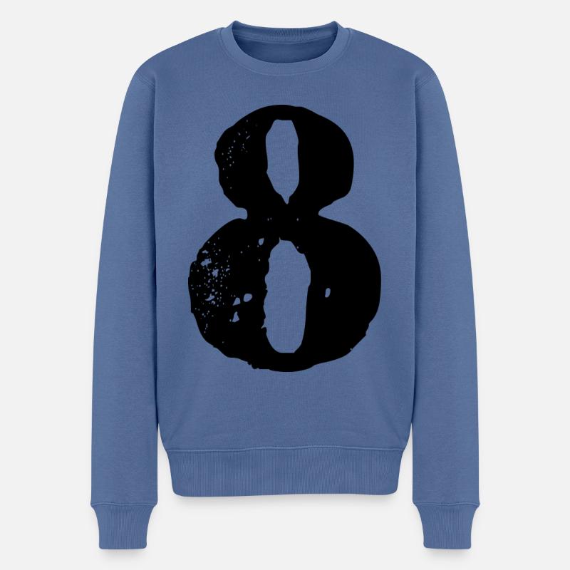 8 Zahl Trikot - Männer Premium Bio Pullover - Taubenblau