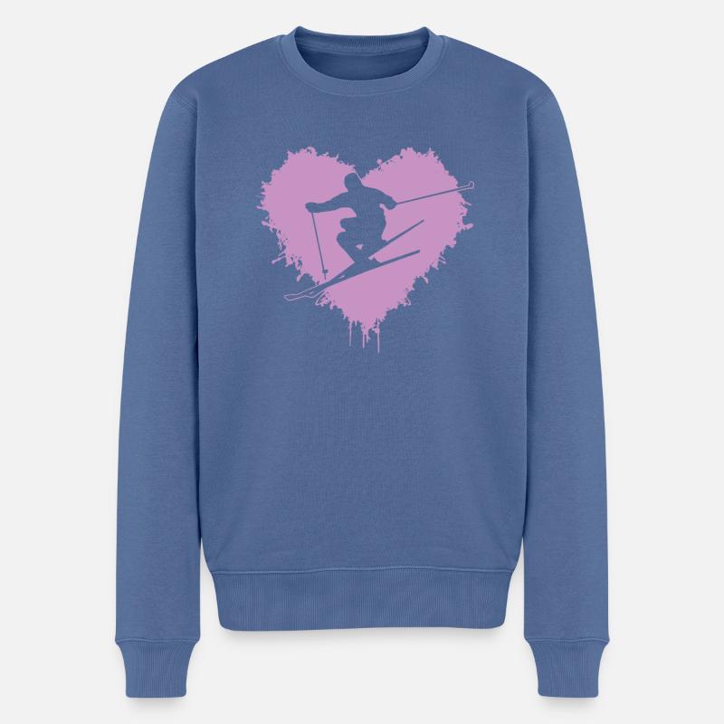 Ski Skiing - Männer Premium Bio Pullover - Taubenblau