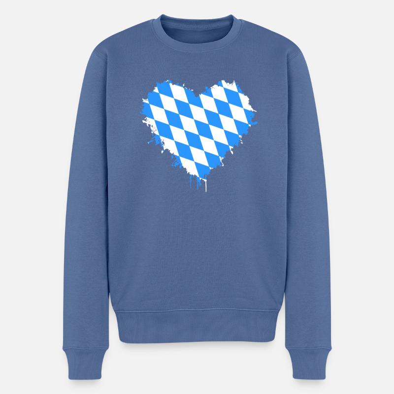 Bayern Herz Wappen Freistaat - Männer Premium Bio Pullover - Taubenblau