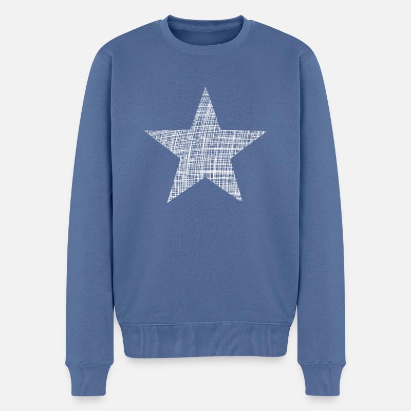 weißer Stern, white star - Männer Premium Bio Pullover - Taubenblau