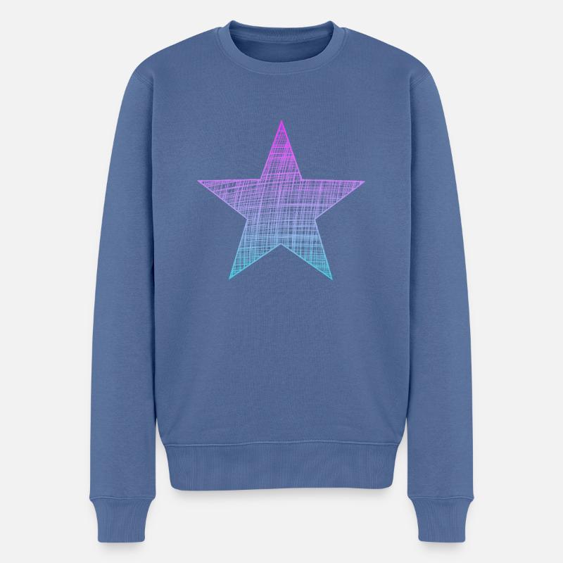 Stern pink blau, star pink blue - Männer Premium Bio Pullover - Taubenblau