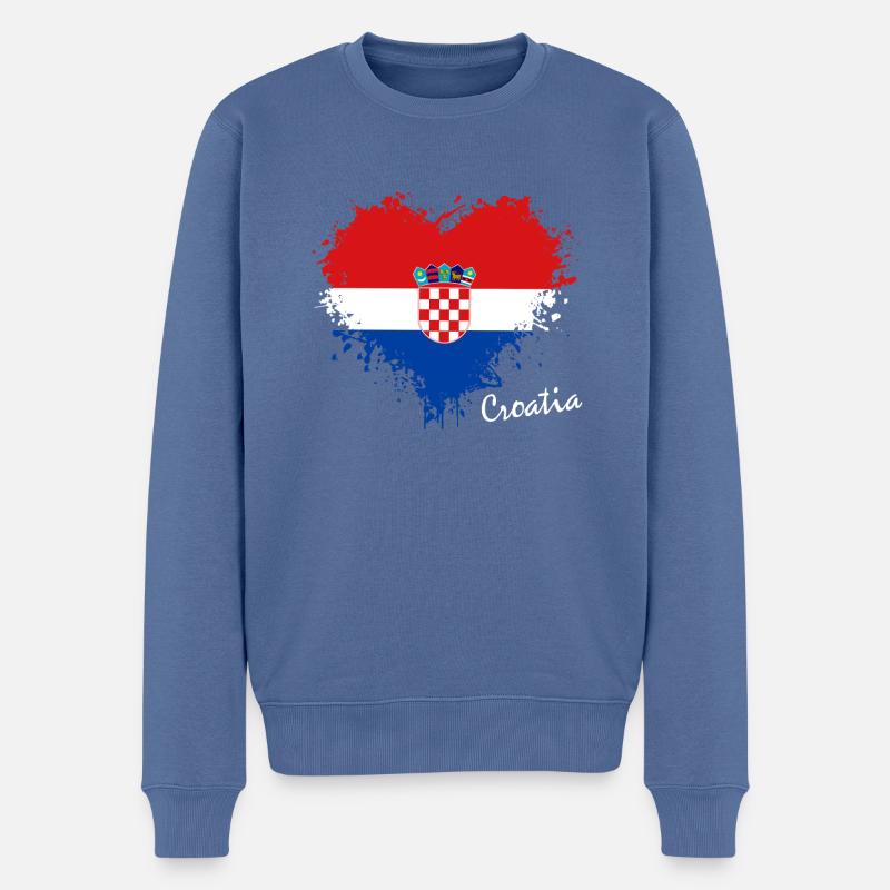 Croatia Hrvatska Kroatien - Männer Premium Bio Pullover - Taubenblau
