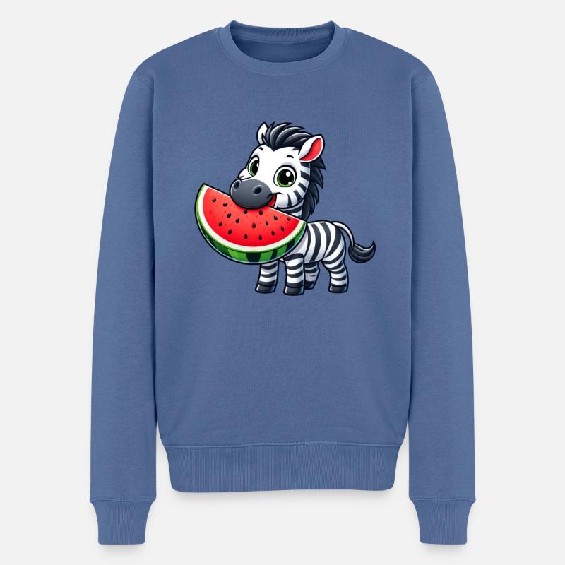 Zebra Melone Wassermelone Frucht Fruchtig - Männer Premium Bio Pullover - Taubenblau