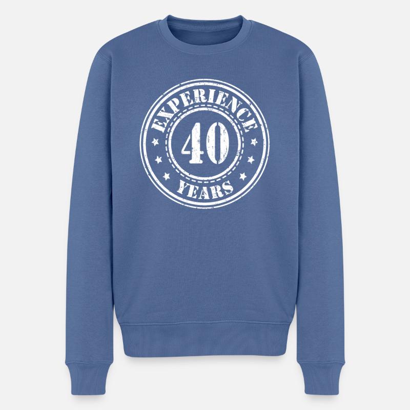 40 jahre Erfahrung - Männer Premium Bio Pullover - Taubenblau