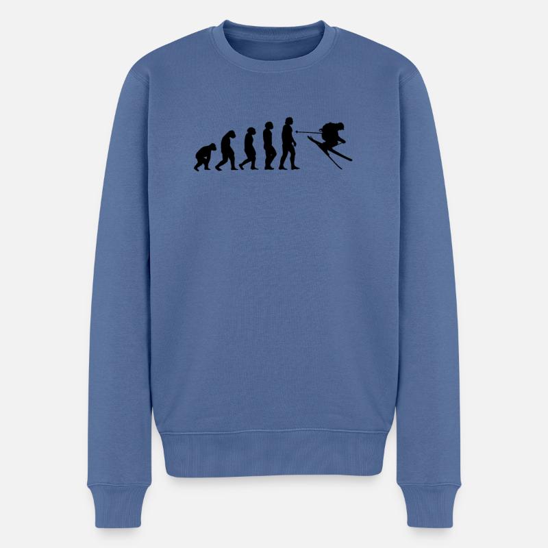 Tshirt Ski Evolution - Pull Premium bio Homme - bleu pigeon