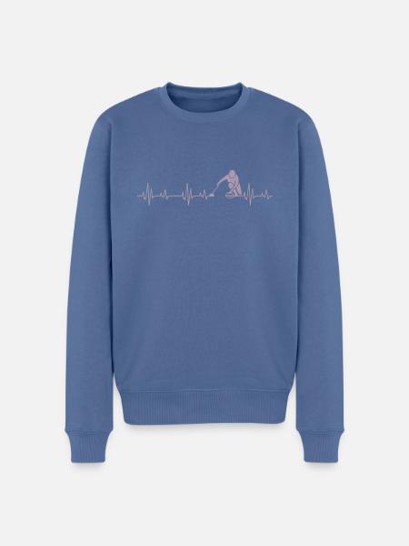 Idées cadeaux Curling Heartbeat - Pull Premium bio Homme - bleu pigeon