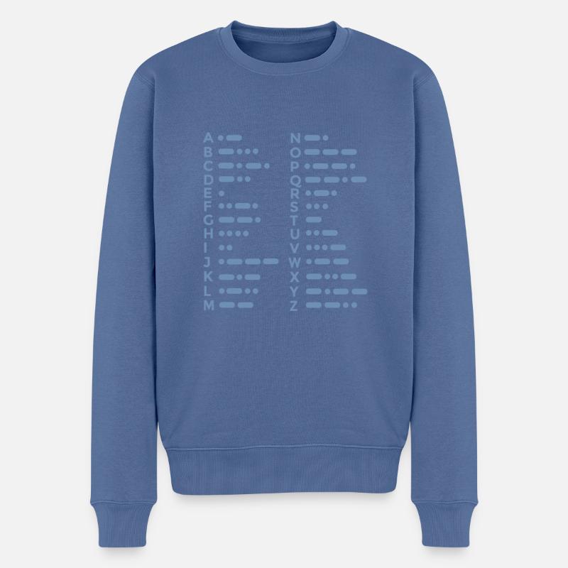 Morse Alphabet - Pull Premium bio Homme - bleu pigeon