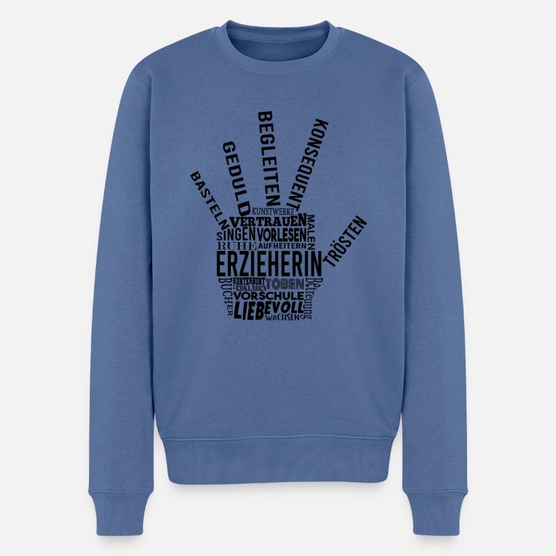 Erzieherin Shirt Wundervolle Worte - Männer Premium Bio Pullover - Taubenblau
