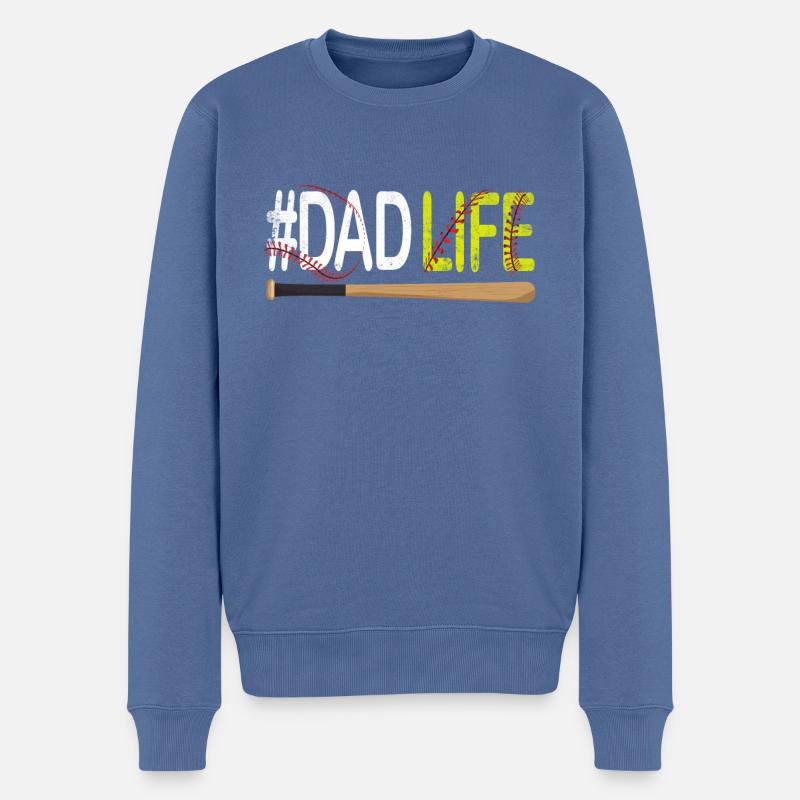 Baseball #Dadlife - Männer Premium Bio Pullover - Taubenblau