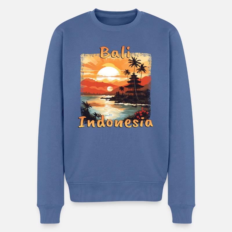 Bali Sunset: Grunge-Strandurlaub - Männer Premium Bio Pullover - Taubenblau