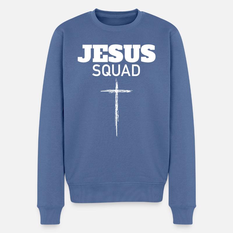 Jesus Squad - J’aime Jésus - Pull Premium bio Homme - bleu pigeon