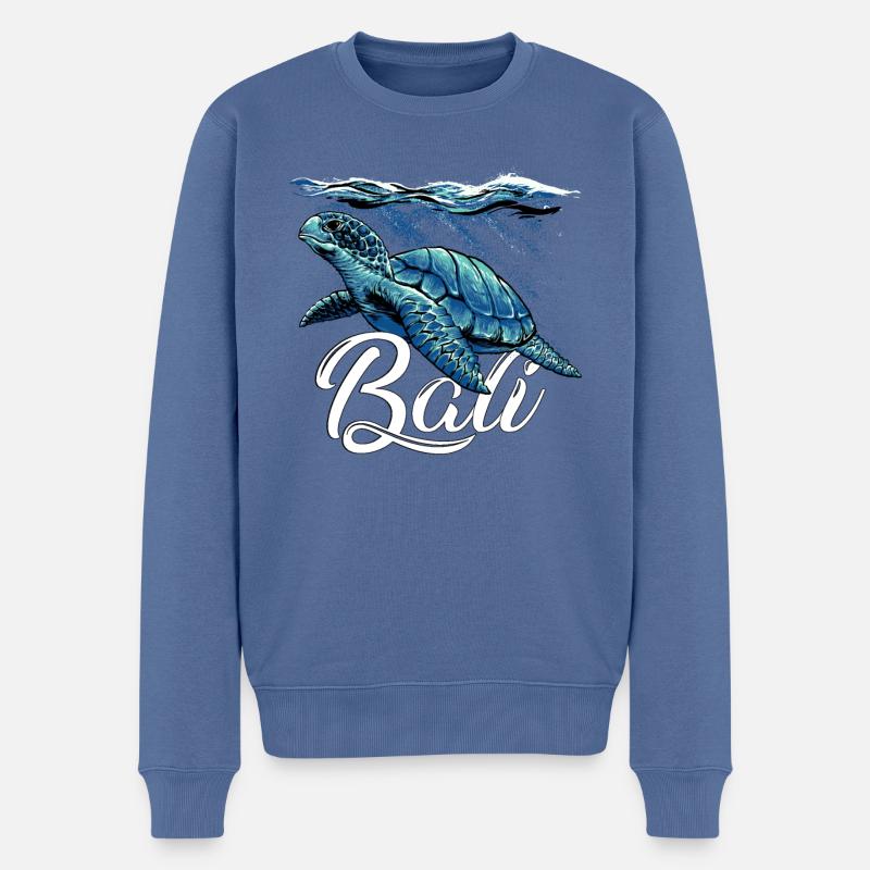 Bali - Indonésie - Tortue - Pull Premium bio Homme - bleu pigeon