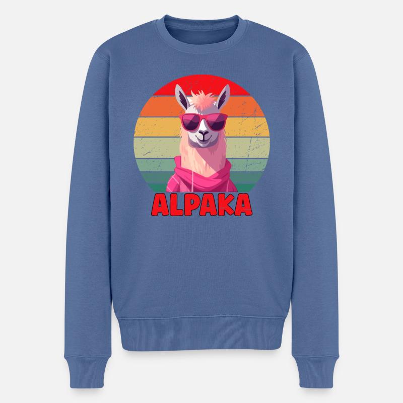 Cool Alpaka Design - Männer Premium Bio Pullover - Taubenblau