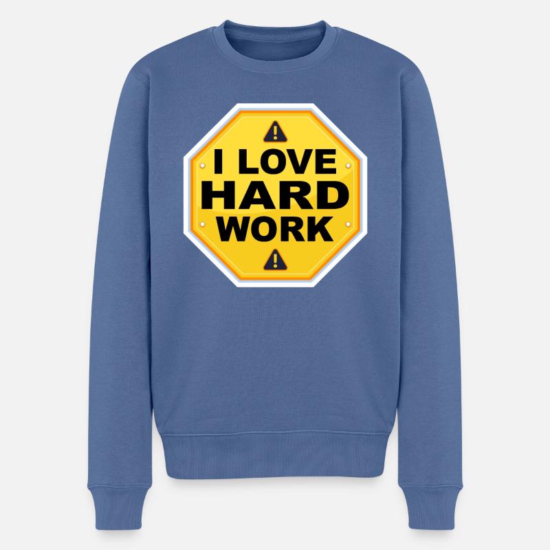J’aime travailler dur - Pull Premium bio Homme - bleu pigeon