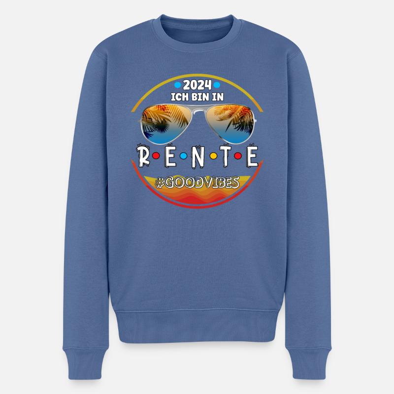Pension 2024 - bonnes vibrations - Pull Premium bio Homme - bleu pigeon