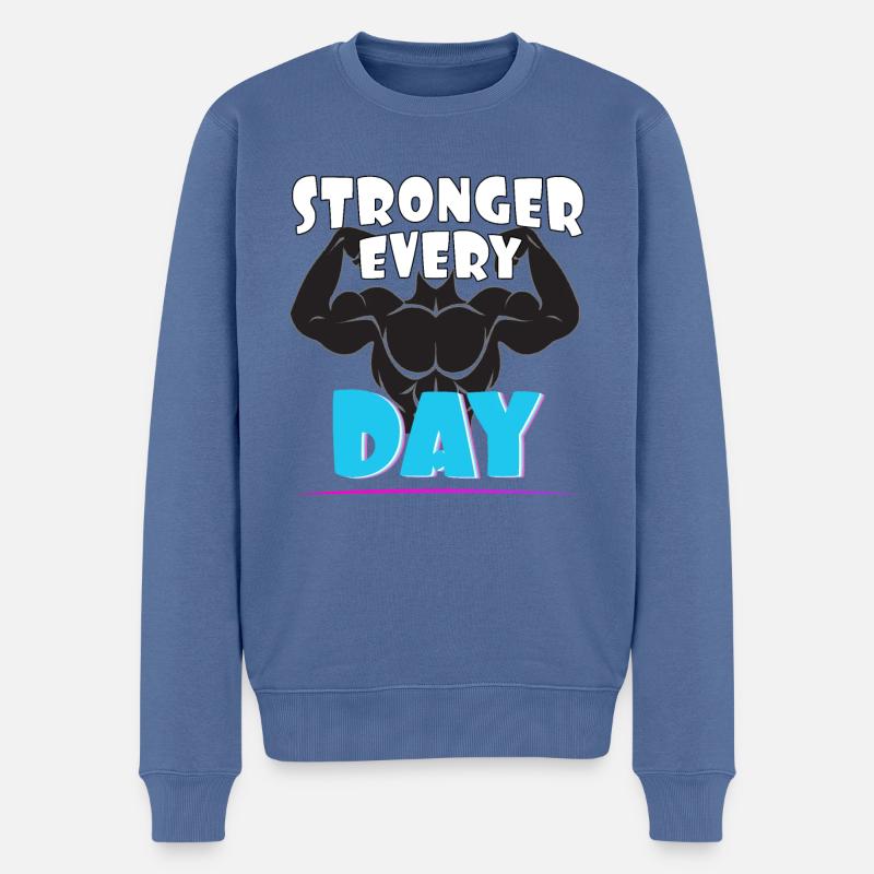 Stronger every day - Männer Premium Bio Pullover - Taubenblau