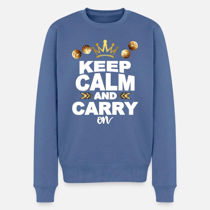 Keep calm and carry on - Männer Premium Bio Pullover - Taubenblau