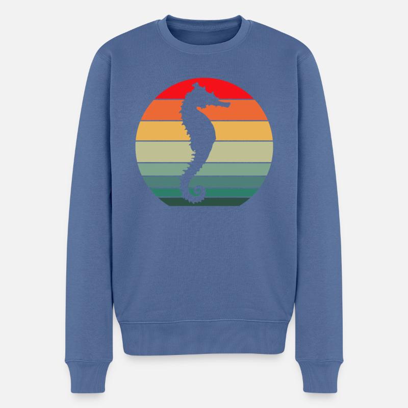 Seepferdchen Scuba Taucher Meerestiere Vintage Ges - Männer Premium Bio Pullover - Taubenblau