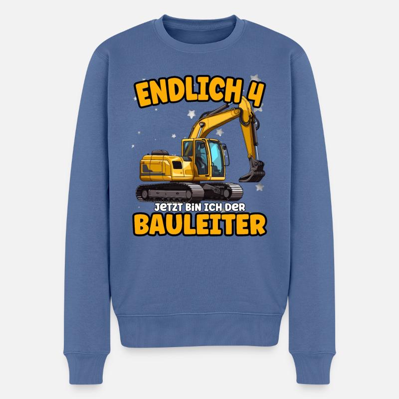 Endlich 4 - jetzt bin ich der Bauleiter - Männer Premium Bio Pullover - Taubenblau