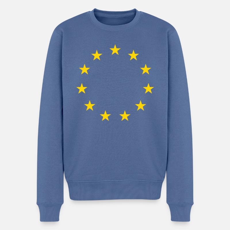 Pro EU Flagge Europa - Männer Premium Bio Pullover - Taubenblau