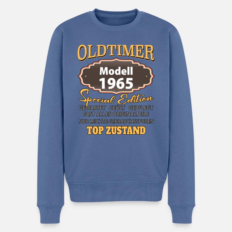 Oldtimer Modell 1965 gut erhalten lustig Geburtsta - Männer Premium Bio Pullover - Taubenblau