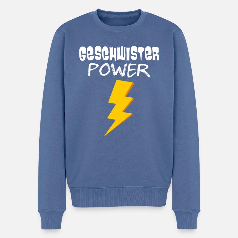 Geschwister Power - Männer Premium Bio Pullover - Taubenblau
